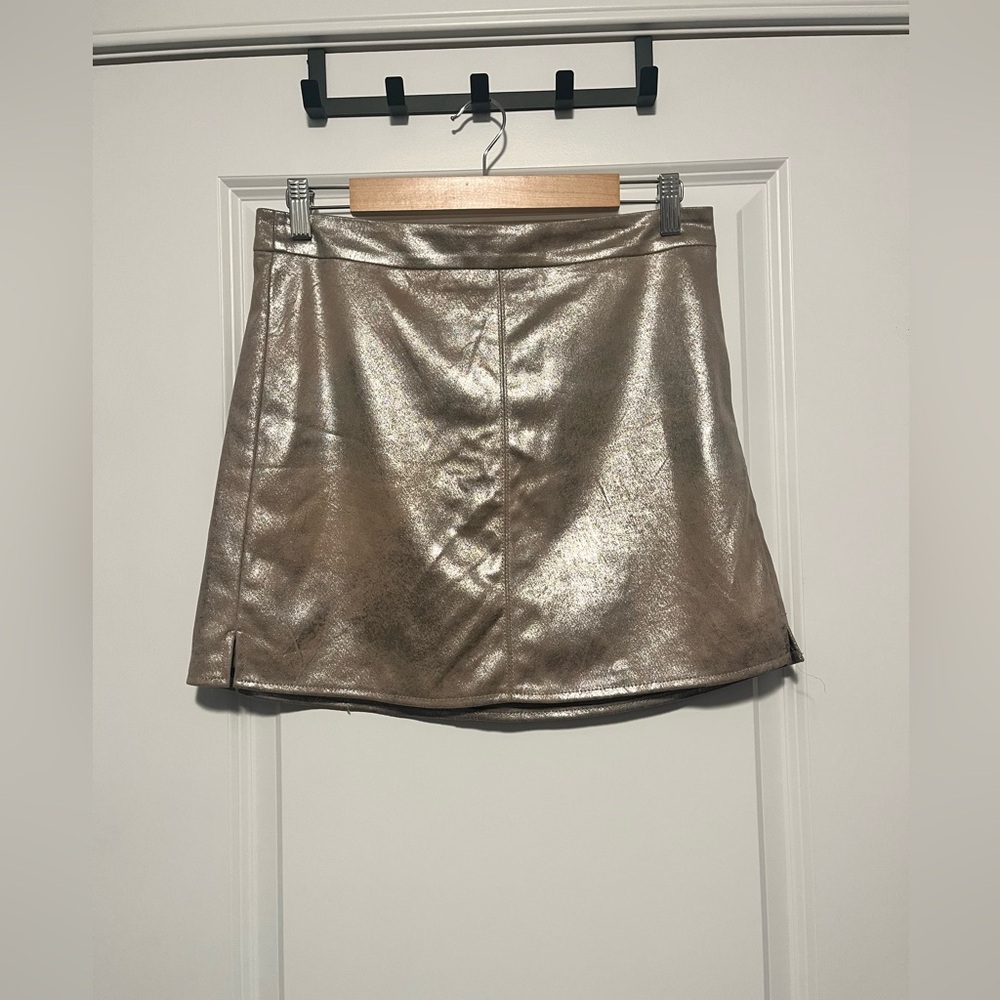 Gold Metallic Mini A-Line Skirt for Cocktail